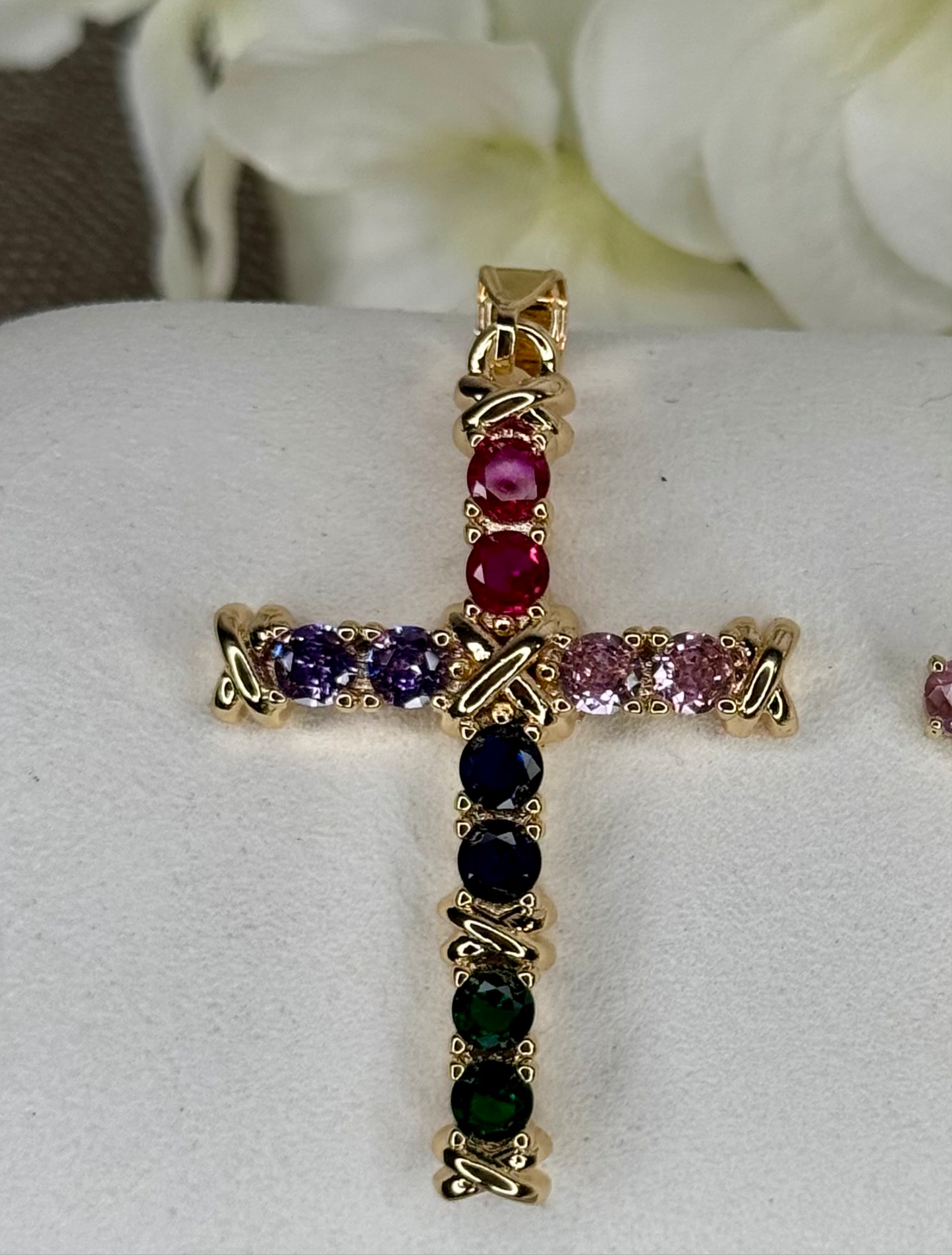 Colorful Crystal Cross Necklace