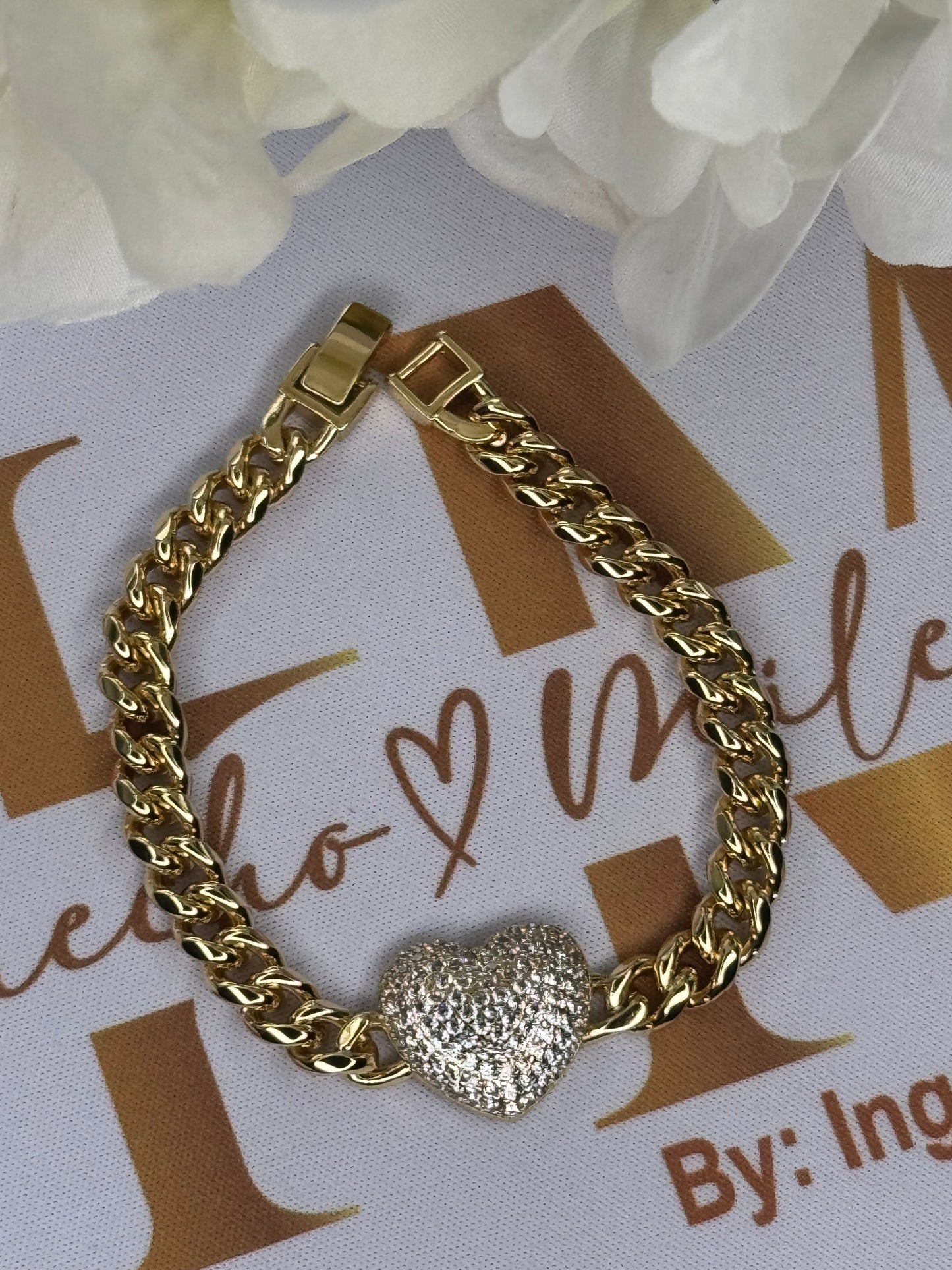 Bold Textured Heart Tennis Bracelet