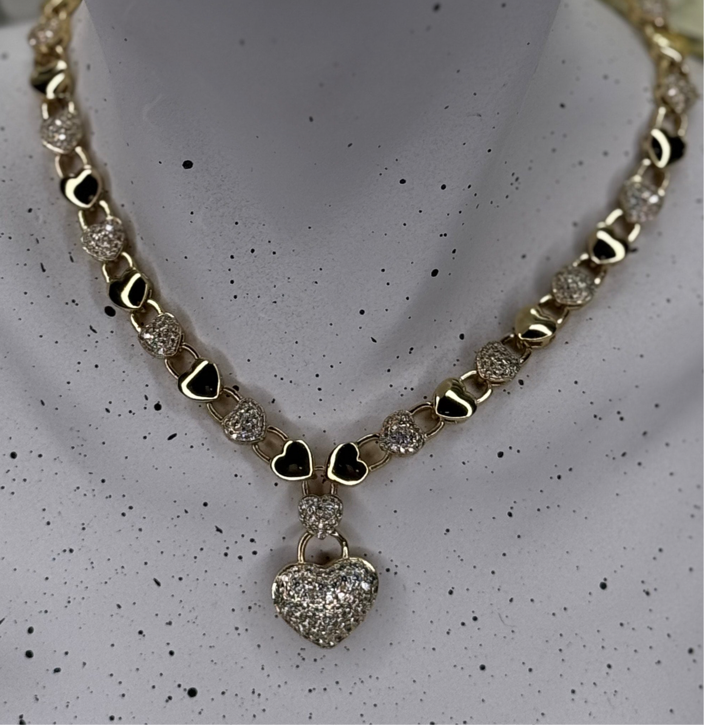 Heart Chain Textured Necklace