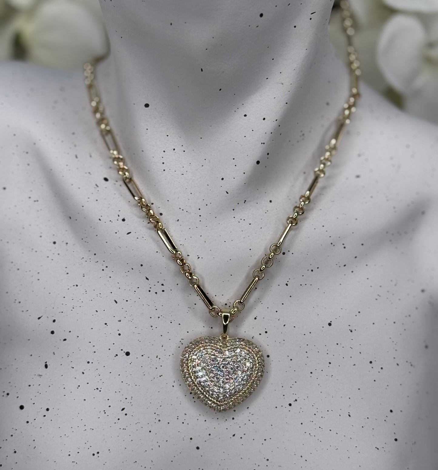 Textured And Border Heart Necklace