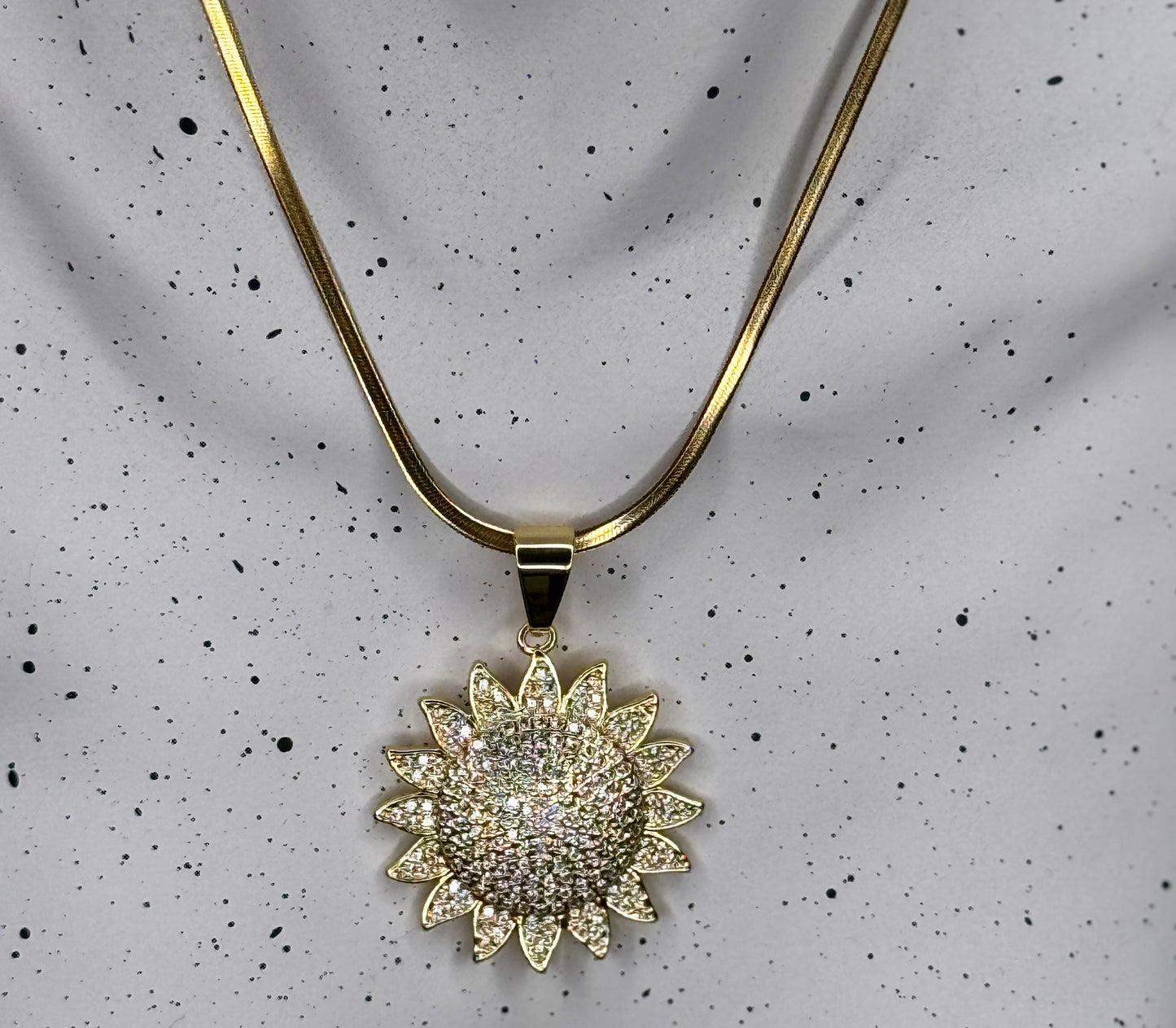 Textured Sunflower  Snake Necklace