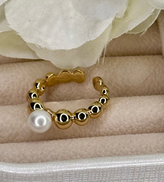 One Pearl Wave Ring